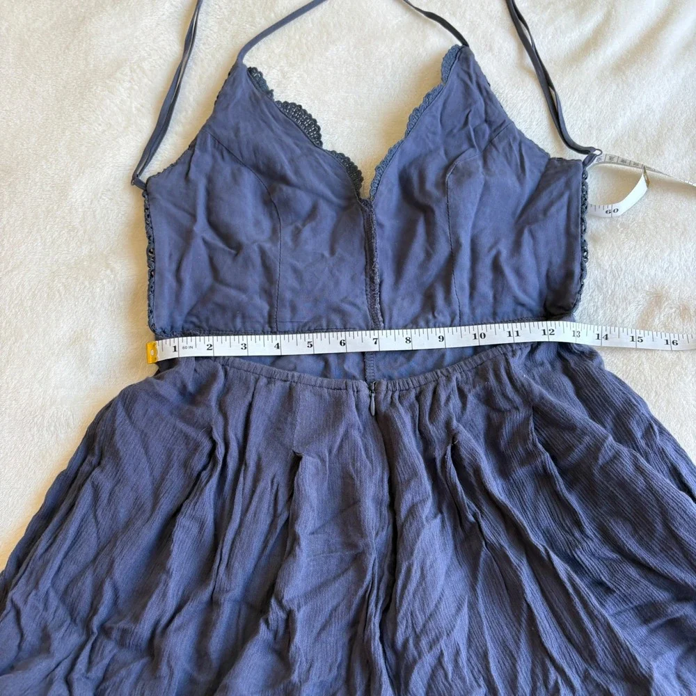 Boho Crochet Lace Backless Romper Navy Blue Festival Summer Sun Dress Size M - Picture 10 of 13